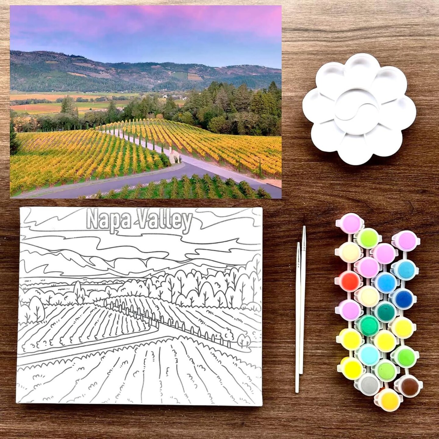 National Parks Pre-Drawn Canvas Painting Kit &#x2013; Scenic Nature Designs for DIY Art Projects, Crafts for Adults, Painting Kits for Adults, 8 x 10, Set of 3