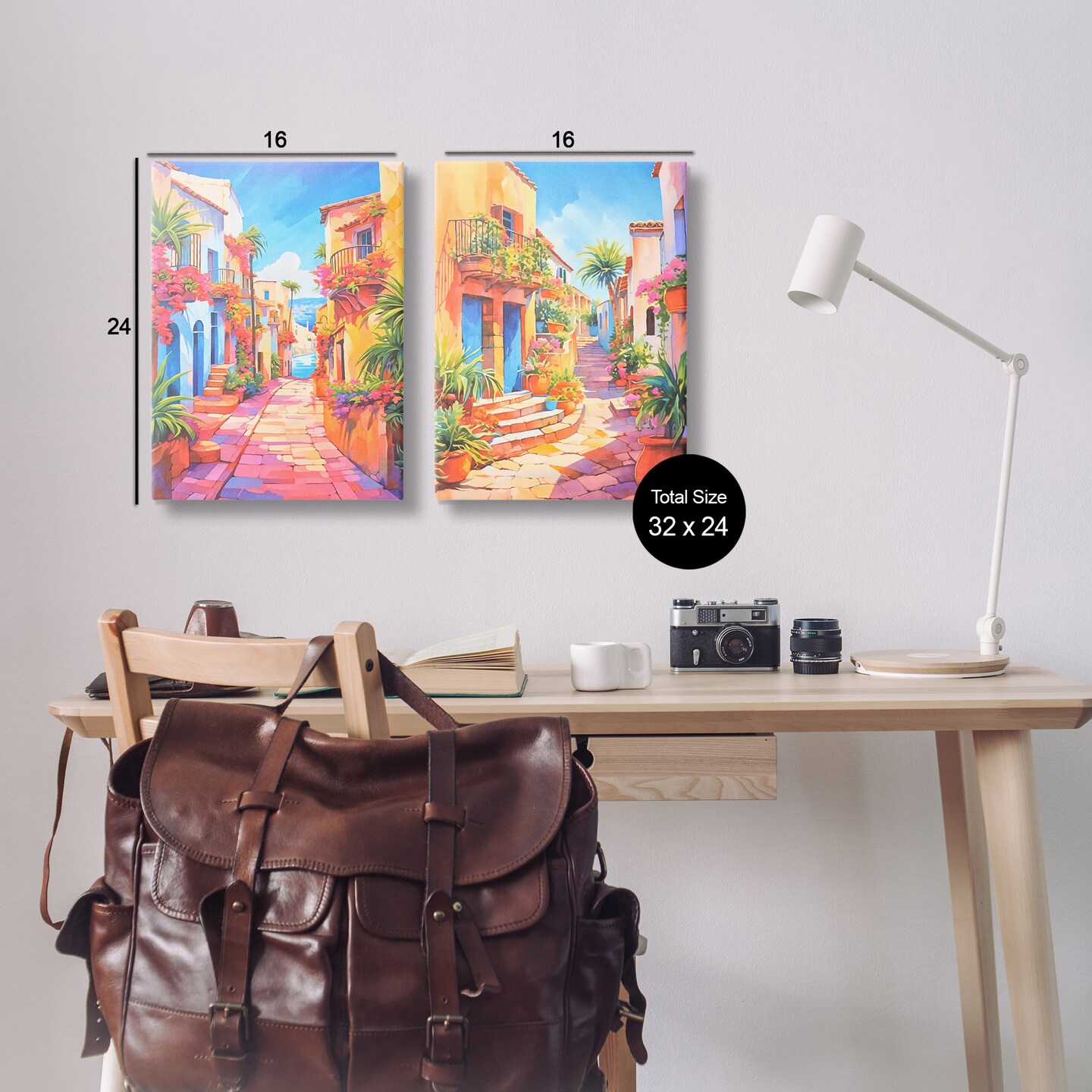 Stupell Industries Quaint Mediterranean Village 2 pc Canvas Wall Art Set Design by Andrea Haase