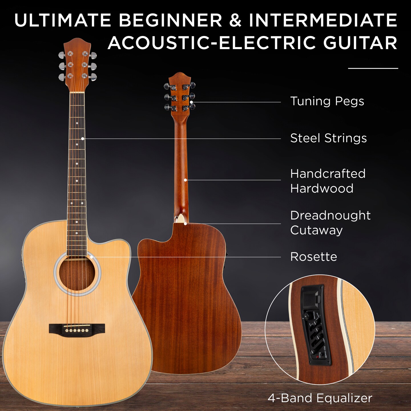 Best Choice Products Beginner Acoustic Electric Guitar Starter Set 41in w/ All Wood Cutaway Design, Case