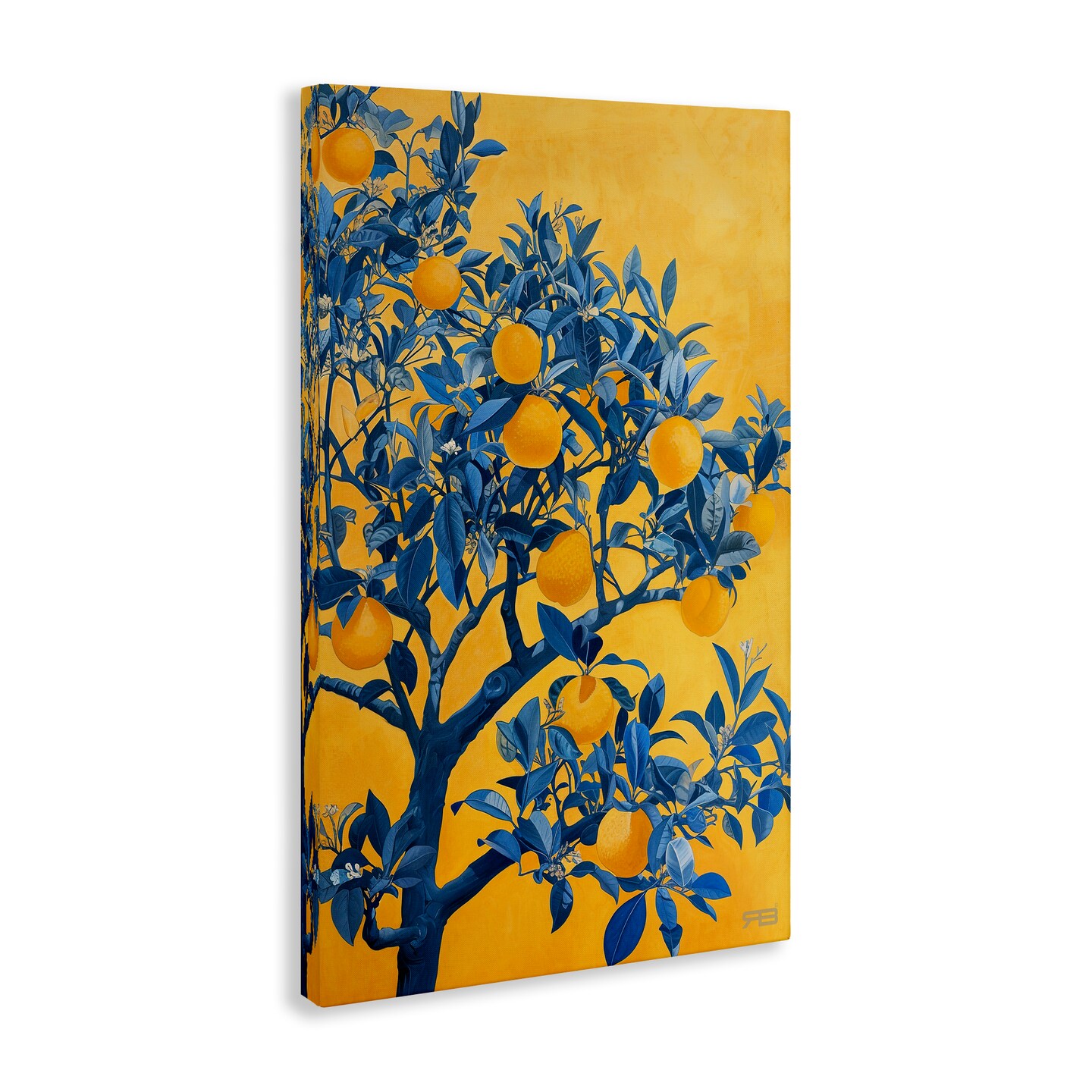 Stupell Industries Lemon Tree on Orange Canvas Wall Art Design by RB