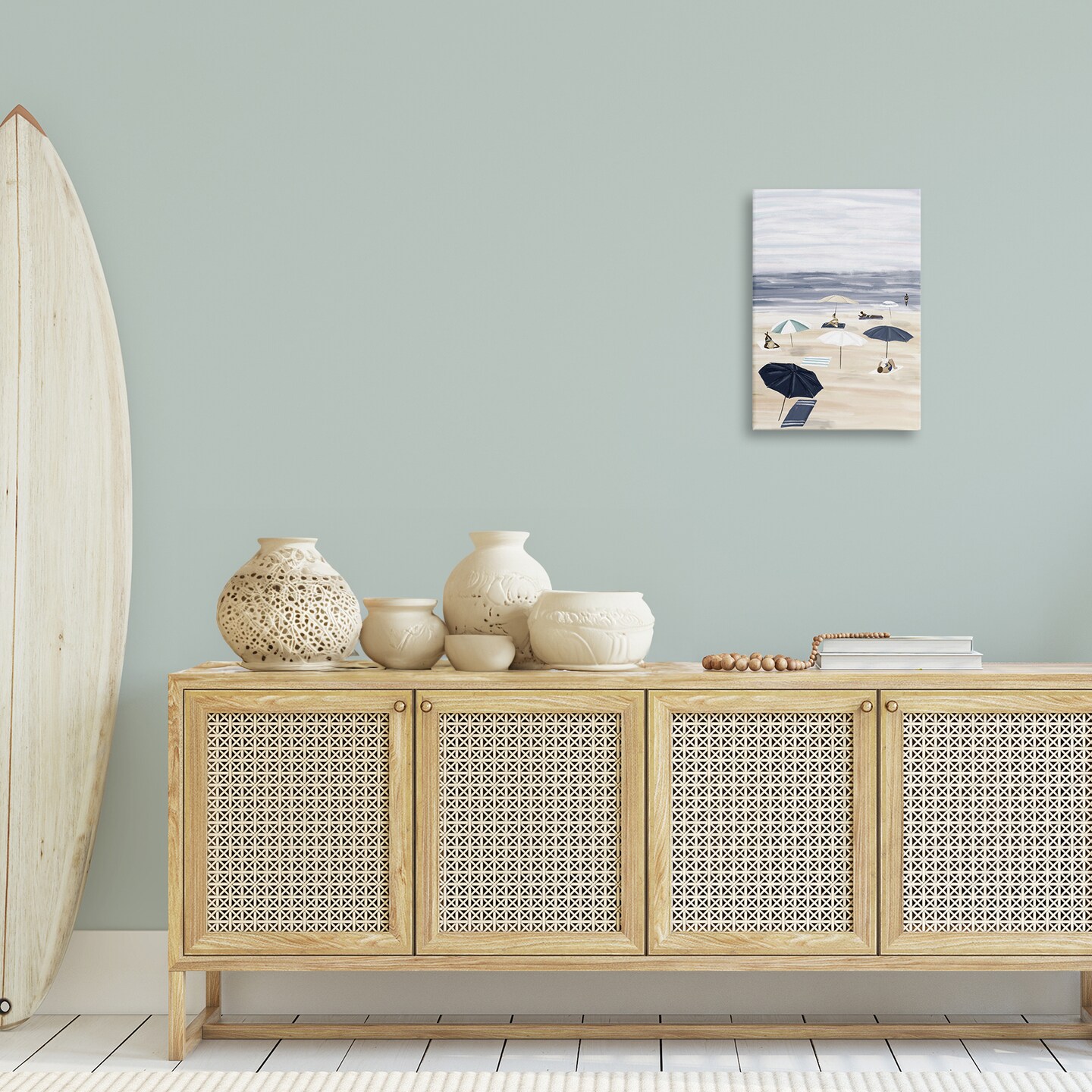 Stupell Industries Beachgoers with Umbrellas Canvas Wall Art Design by JJ Design House LLC