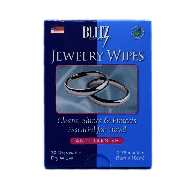 Blitz Jewelry Wipes - 30 Disposable Dry Wipes - Non-Toxic and Environmentally Friendly - Made in the USA