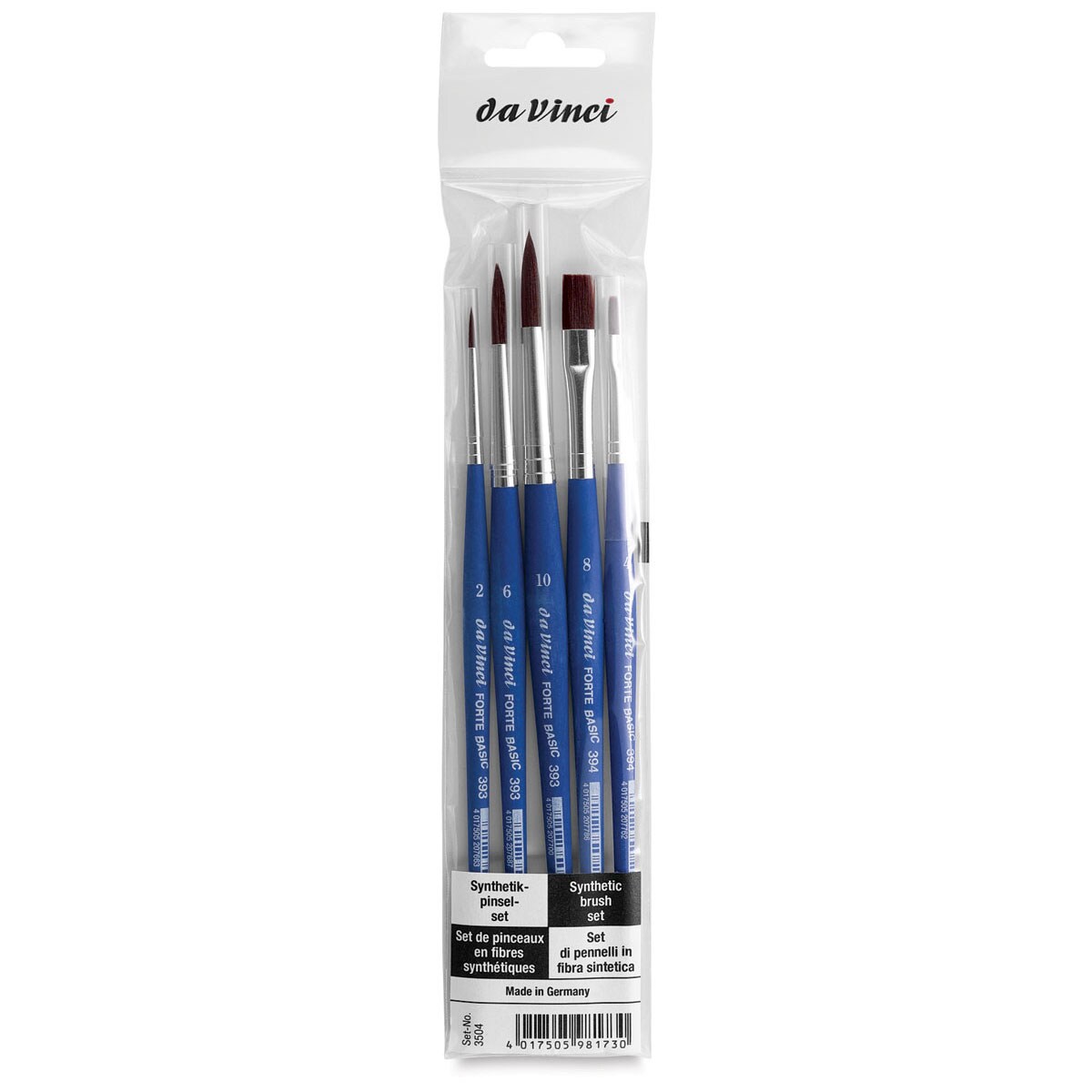 Da Vinci Forte Basic Synthetic Brushes - Assorted, Short Handler, Set of 5