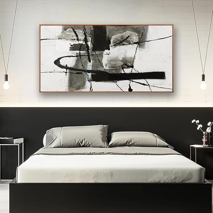 Abstract Wall Art Decor Modern Maximalist Home paintings Decor Wall Art Prints Black and White Irregular Graffiti Framed Wall Canvas Decorations For Living Room Wall Bedroom Office Decor 20"x40"