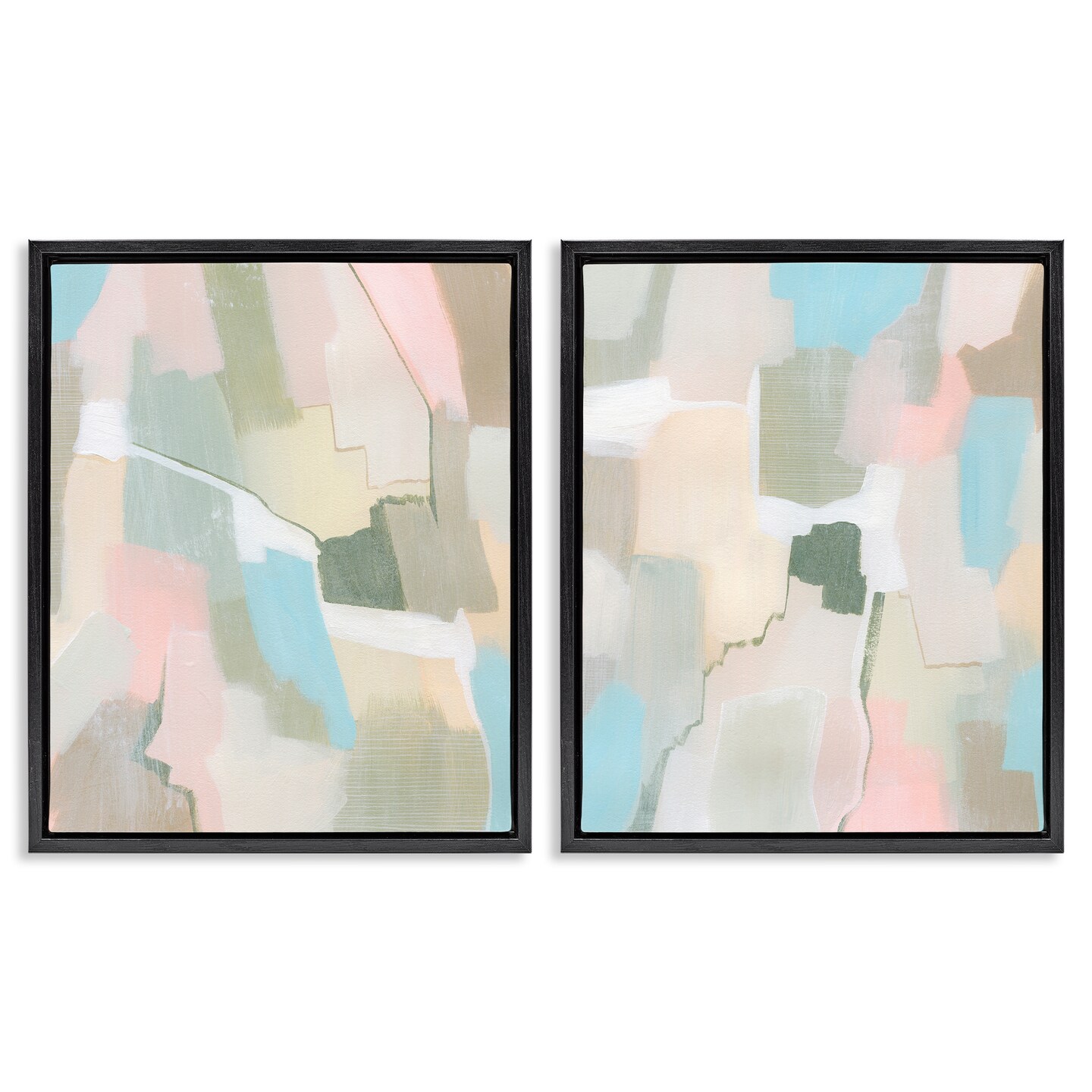 Stupell Industries Patchy Muted Pastel Abstract 2 pc Framed Floater Canvas Wall Art Set Design by Grace Popp