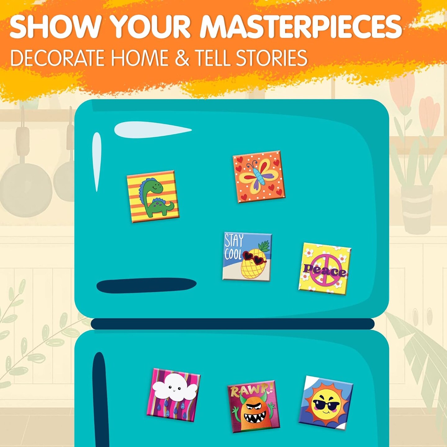 24 Magnetic Mini Tiles Art Kit, Creativity DIY Paint, Arts and Crafts for Kids, DIY Supplies for Party Favors, Family Activity, Birthday Present, Toys Gifts for Boys and Girls Ages3-12