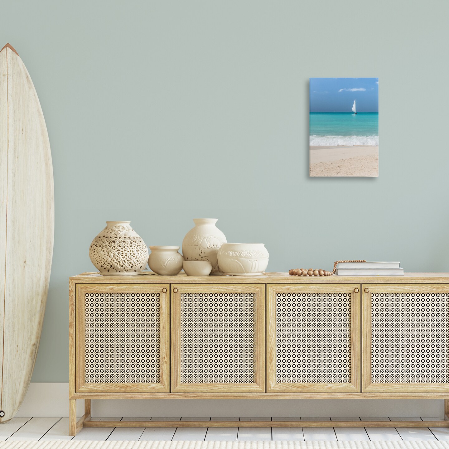 Stupell Industries Lone Sailboat Beach Tide Canvas Wall Art Design by Mary Lou Johnson