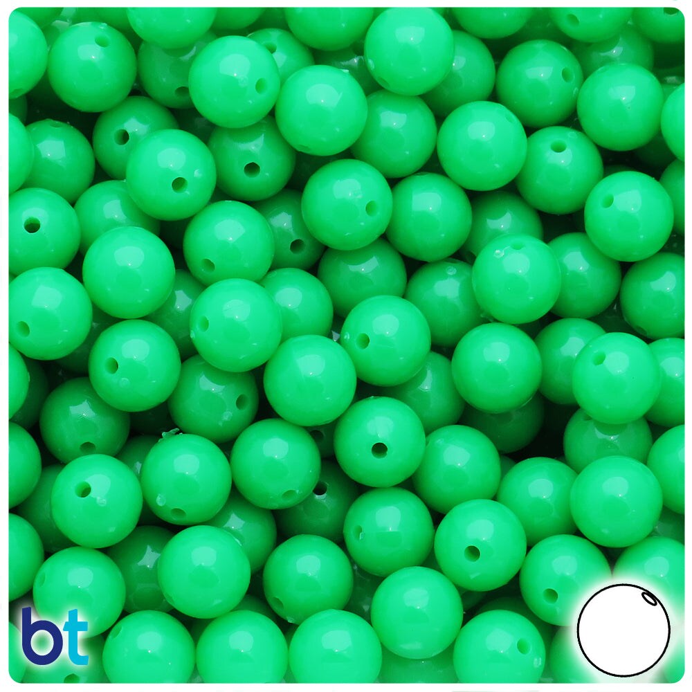BeadTin Grasshopper Neon Bright 10mm Round Plastic Craft Beads (150pcs)