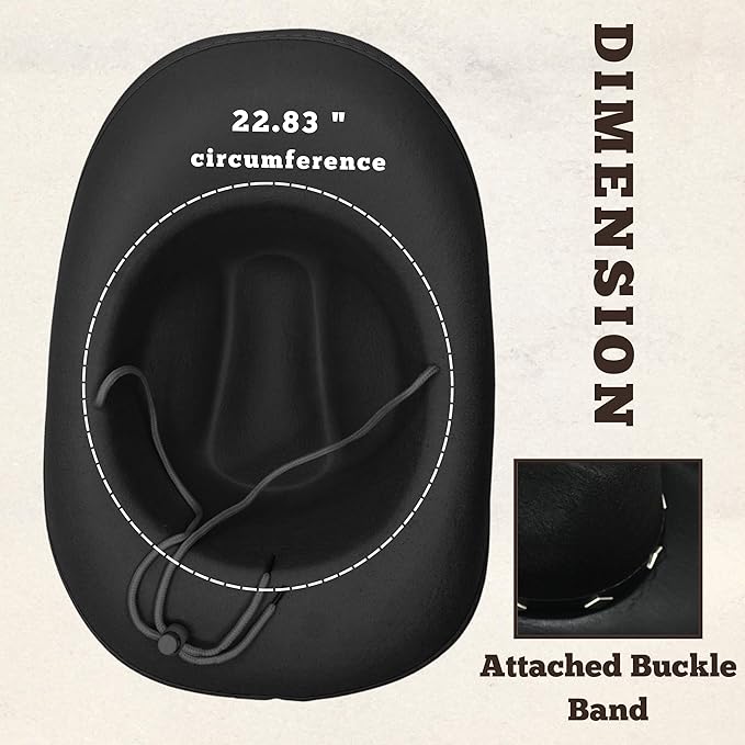4E&#x2019;s Novelty Black Felt Cowboy Hat for Men &#x26; Women - Studded Western Cowboy Hat - Cowboy Hat for Western Themed Party &#x26; Cowboy Costume Accessory