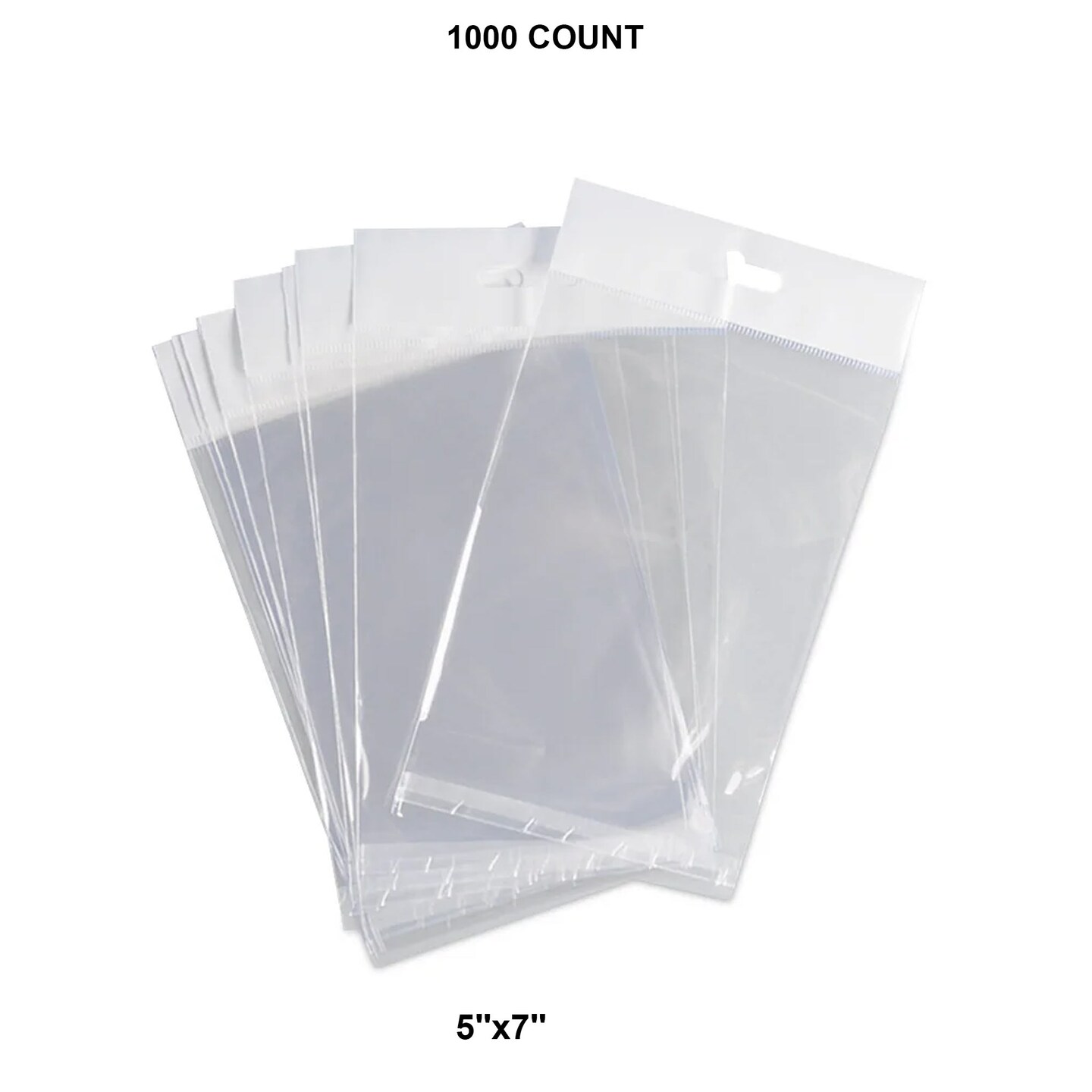 Resilient Lip &#x26; Tape Cello Bags with Header 5&#x22; x 7&#x22; 1.6 mil