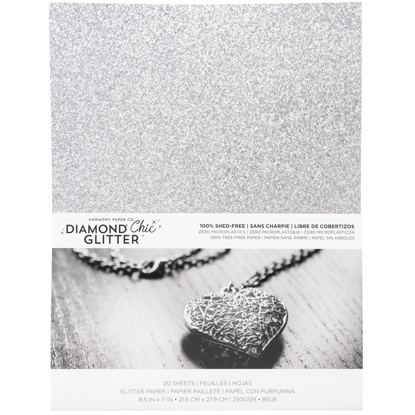 Harmony Diamond Chic Glitter Cardstock 8.5"X11" 20/Pkg-Platinum