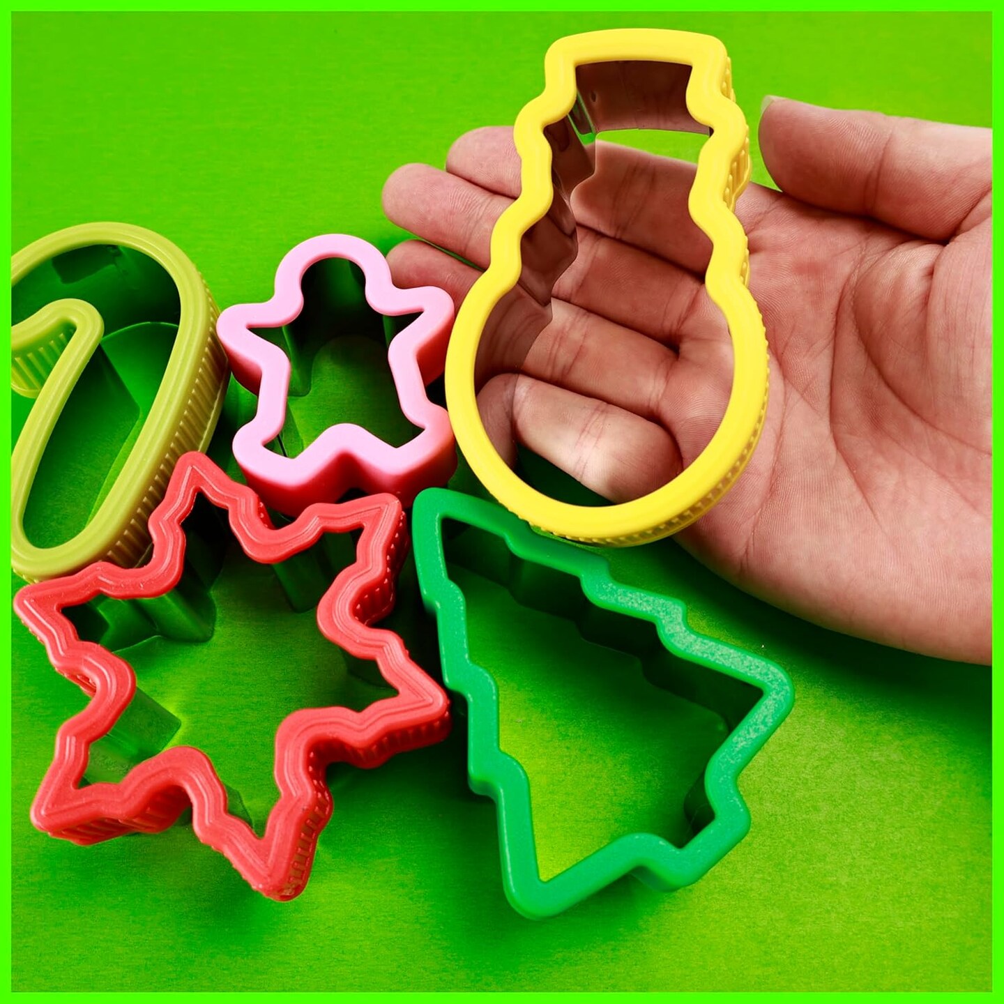 5 Piece Christmas Cookie Cutter Set with Plastic Covers