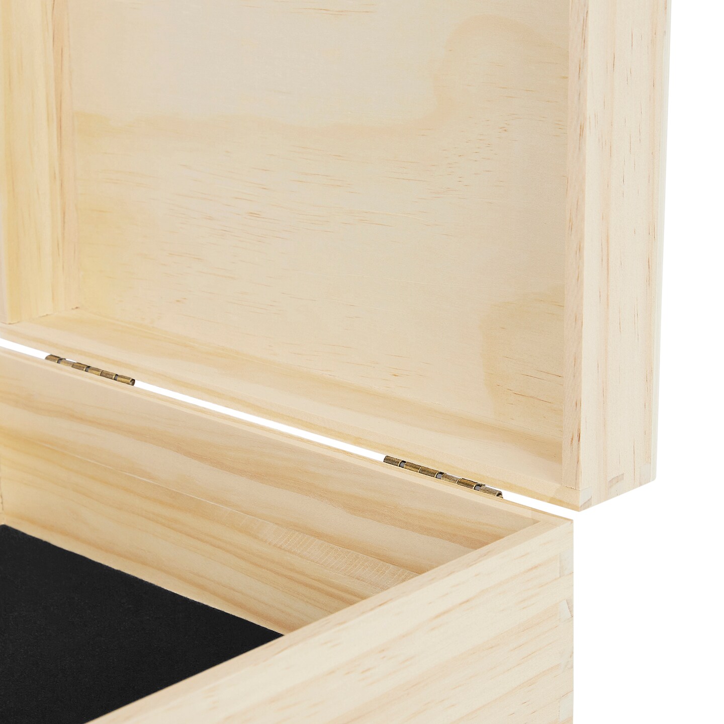 Makerflo Large Pine Wood Memory Box with Black Felt Inside and Hinged with Clasp of Front, Keepsake Wooden Box Ideal for Craft and Personalization (Laser Engraving, Epoxy, UV DTF, and Vinyl)