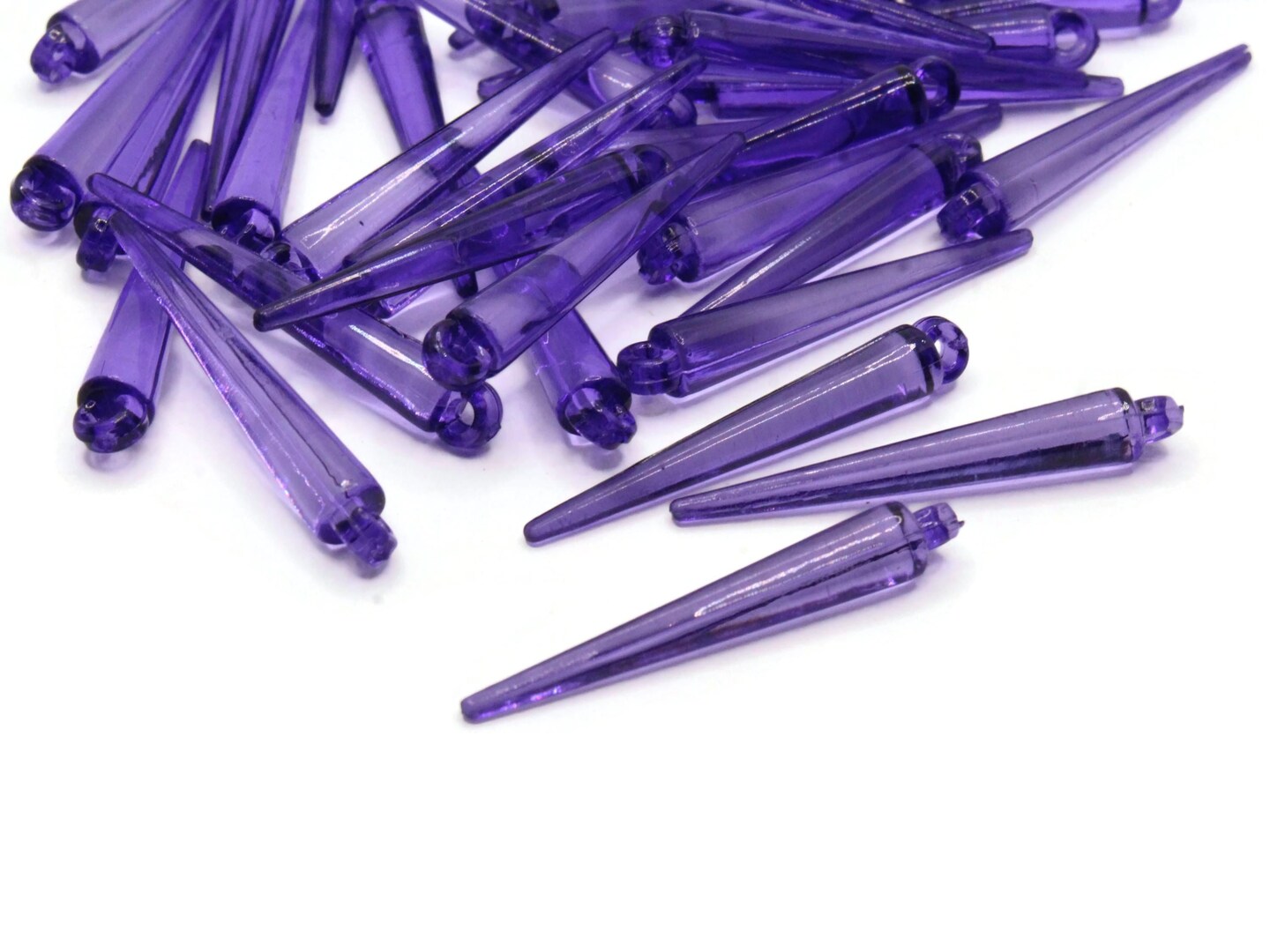 40 32mm Purple Spike Charms Acrylic Beads