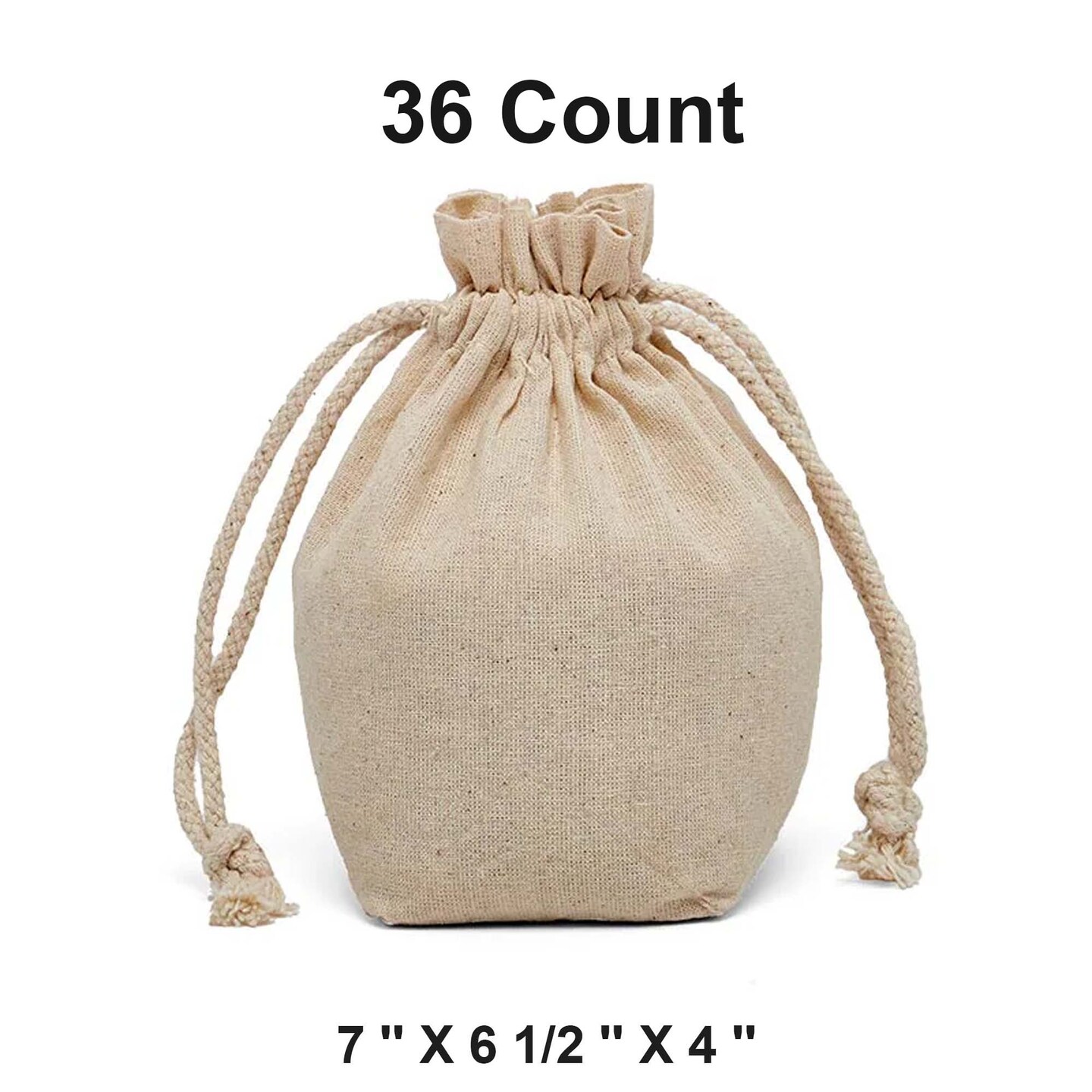 Durable Cotton Muslin Storage Bags 7&#x22; x 6 1/2&#x22; x 4&#x22;