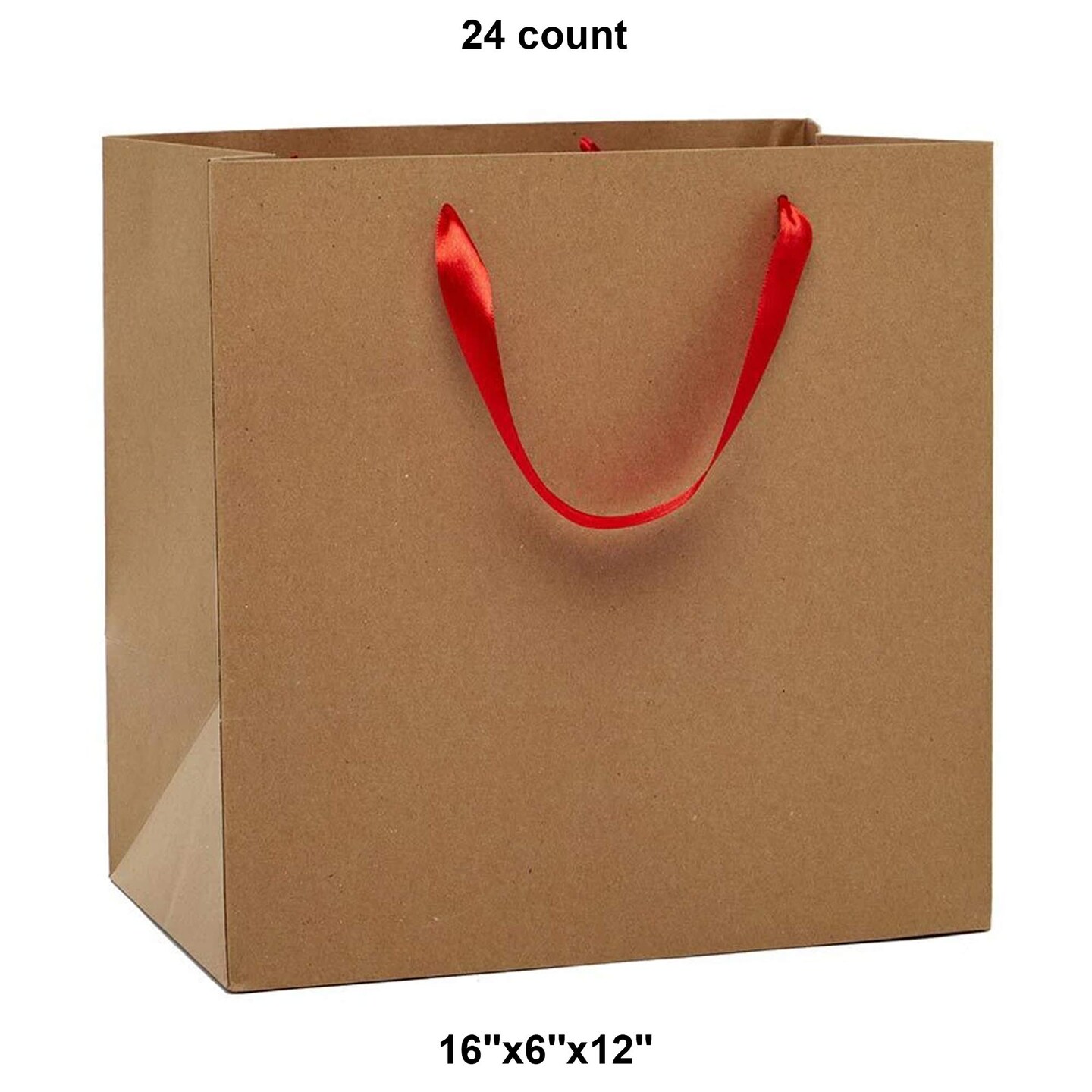 Heavy Duty Kraft Euro Tote 16&#x22; x 6&#x22; x 12&#x22; with Satin Ribbon Handles