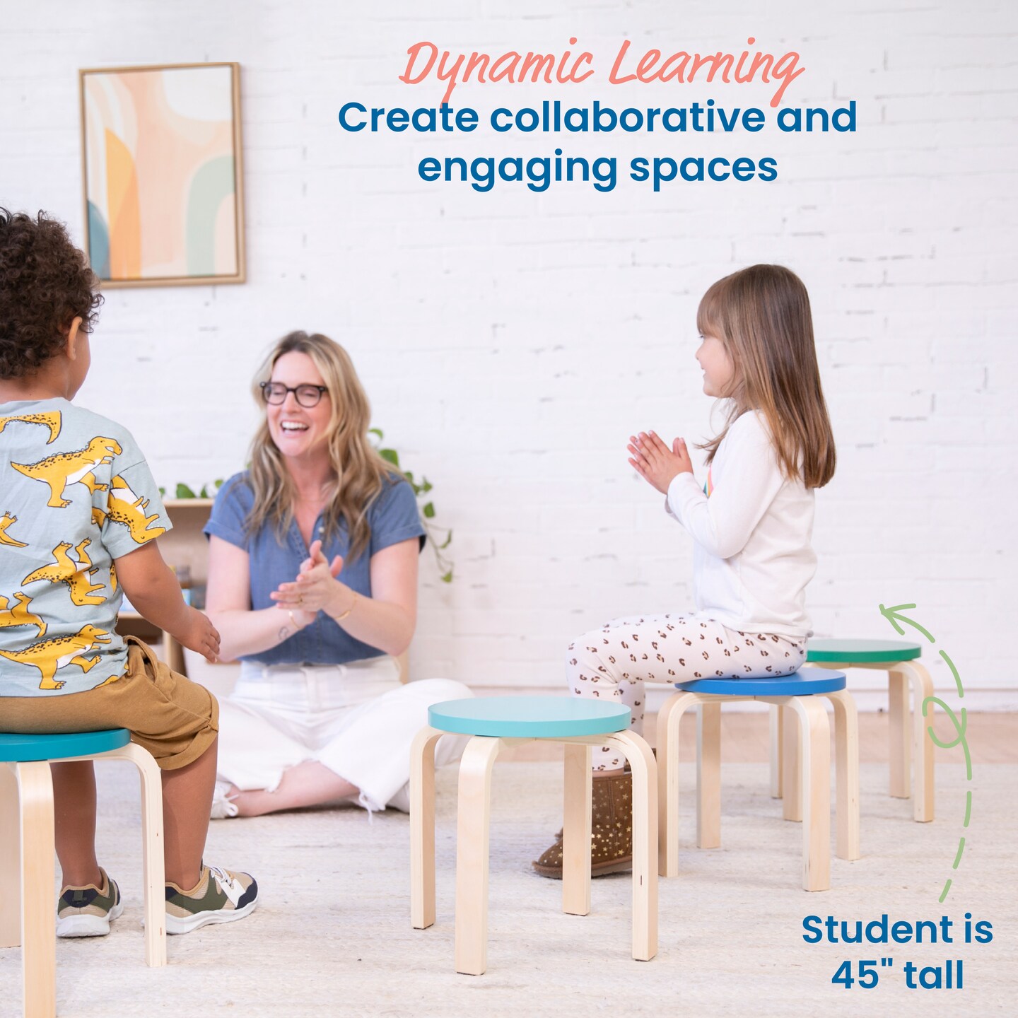 Bentwood Stackable Stools, Classroom Furniture, 6-Piece
