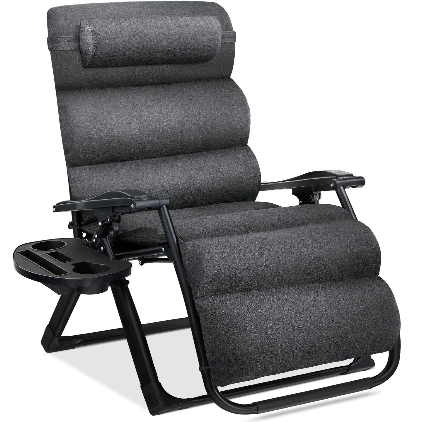 Best Choice Products Oversized Zero Gravity Chair, Folding Recliner w/ Removable Cushion, Side Tray