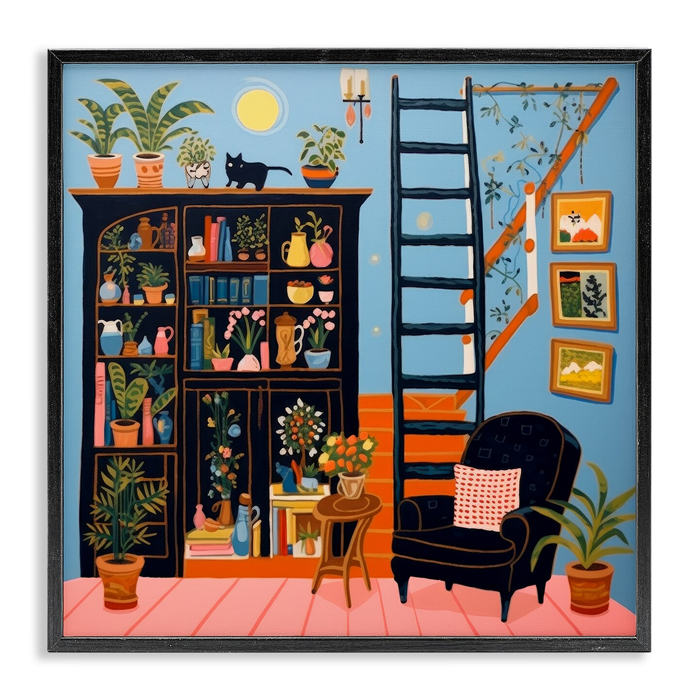 Stupell Industries Eclectic Fun Bookshelf Framed Giclee Wall Art Design by Lazar Studio
