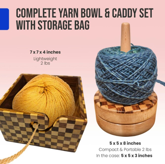 My Two Ladies | Artisan Yarn Caddy &#x26; Square Bowl Set