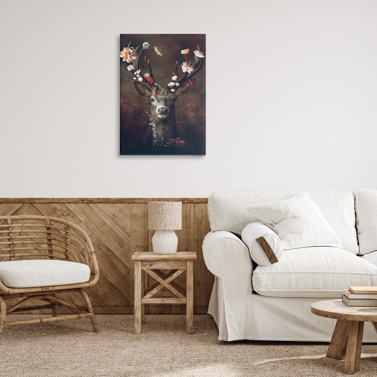 Stupell Industries Flower Bedecked Antlers Canvas Wall Art Design by Reinders