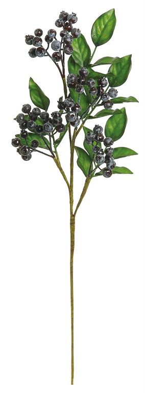 24'' Artificial Blueberry Spray - Lifelike Faux Floral Stem for Decor -B1577-B