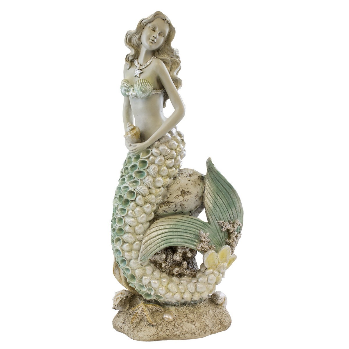 Large Mermaid Statue on Rocks