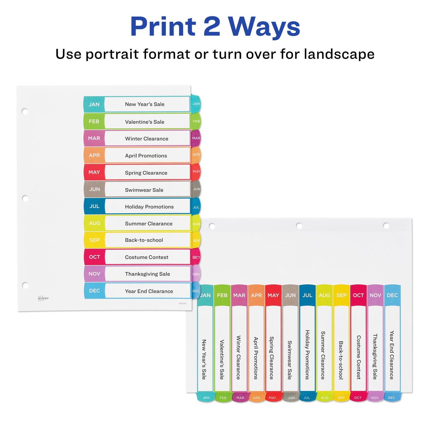 Avery Jan-Dec Customizable Table of Contents Dividers for 3 Ring Binders, 12-Tab Sets, Multicolor, 3 Binder Divider Sets (01741)
