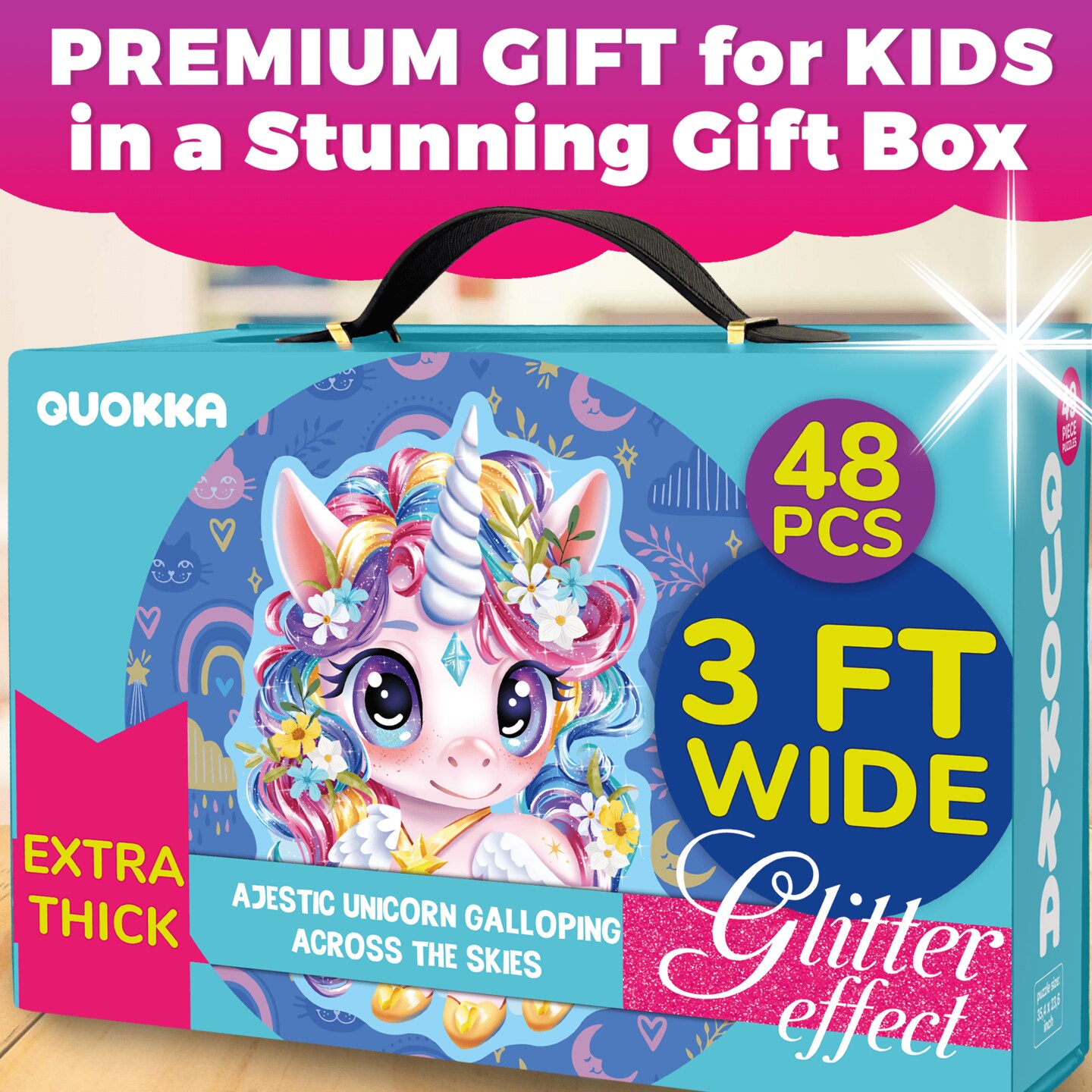 2x3 FT Glitter Floor Puzzles for Kids | Unicorn