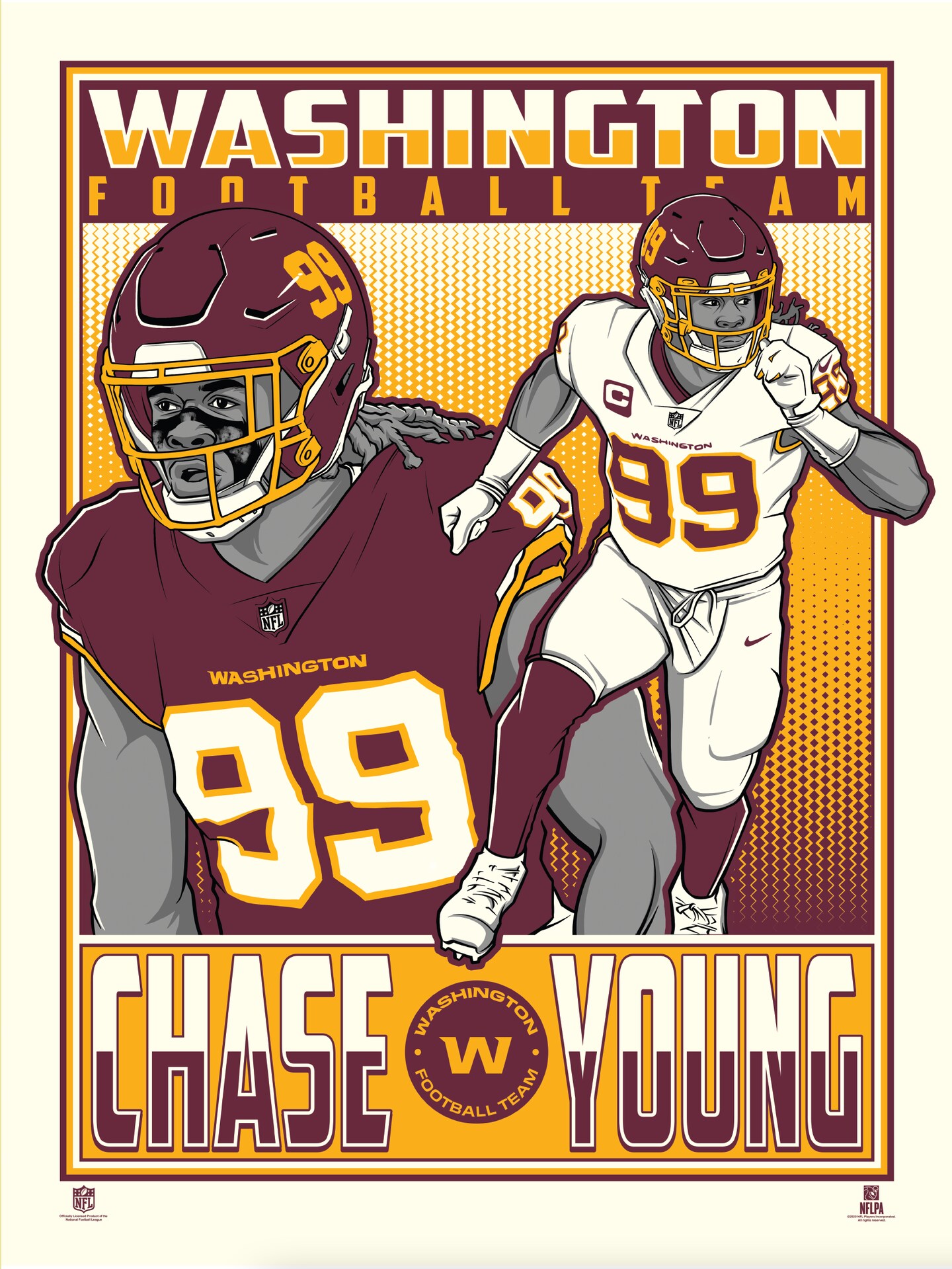 Phenom Gallery Washington Football Team Chase Young 18&#x22; x 24&#x22; Deluxe Framed Serigraph