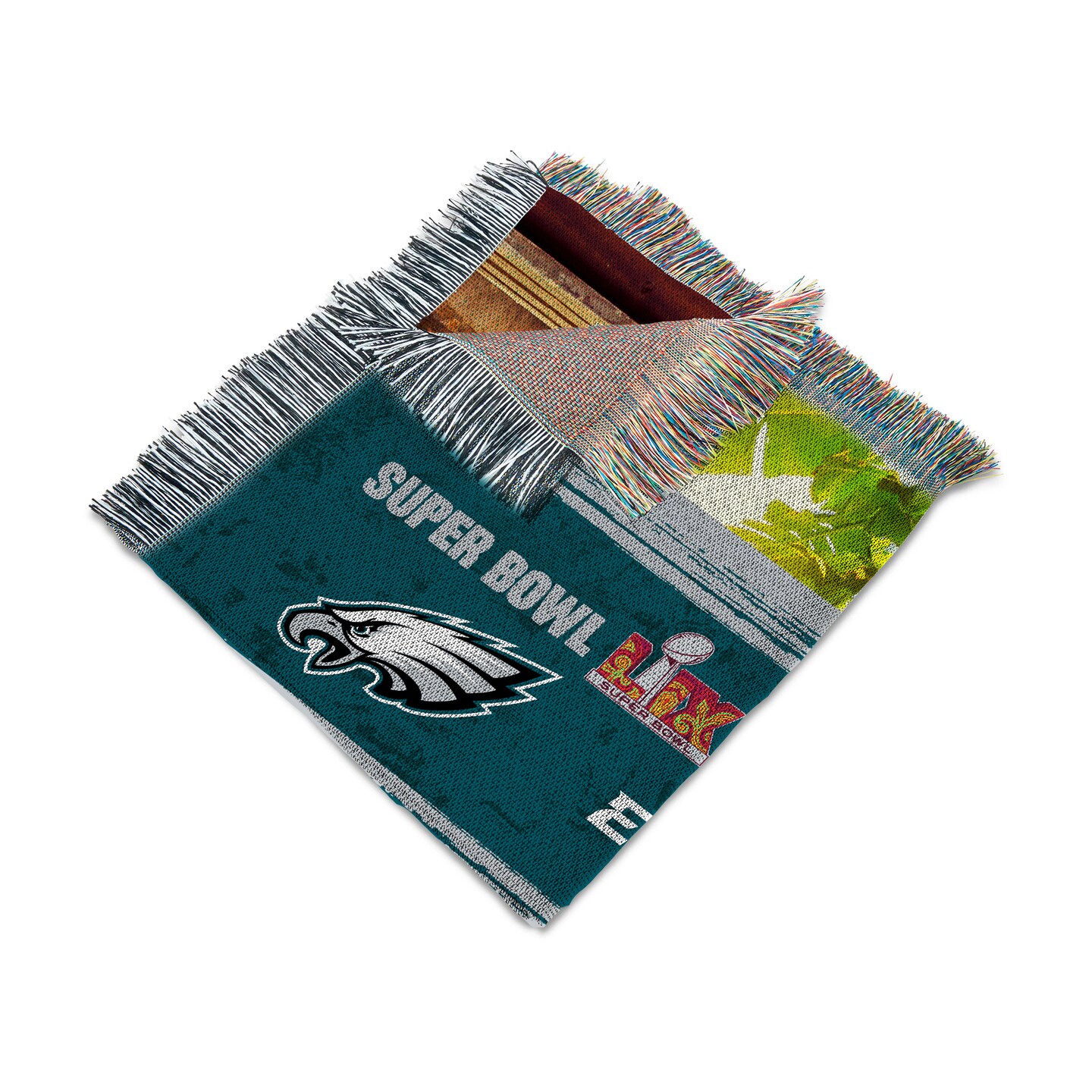 NFL Philadelphia Eagles 2025 Super Bowl LIX Woven Courtyard Tapestry Throw Blanket 48X60 Inches