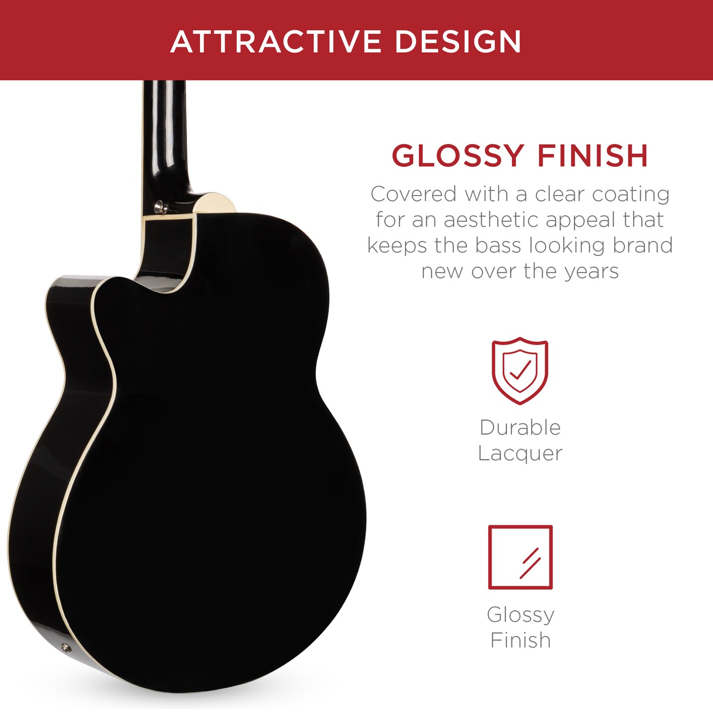 Best Choice Products 22-Fret Full Size Acoustic Electric Bass Guitar w/ 4-Band Equalizer, Truss Rod