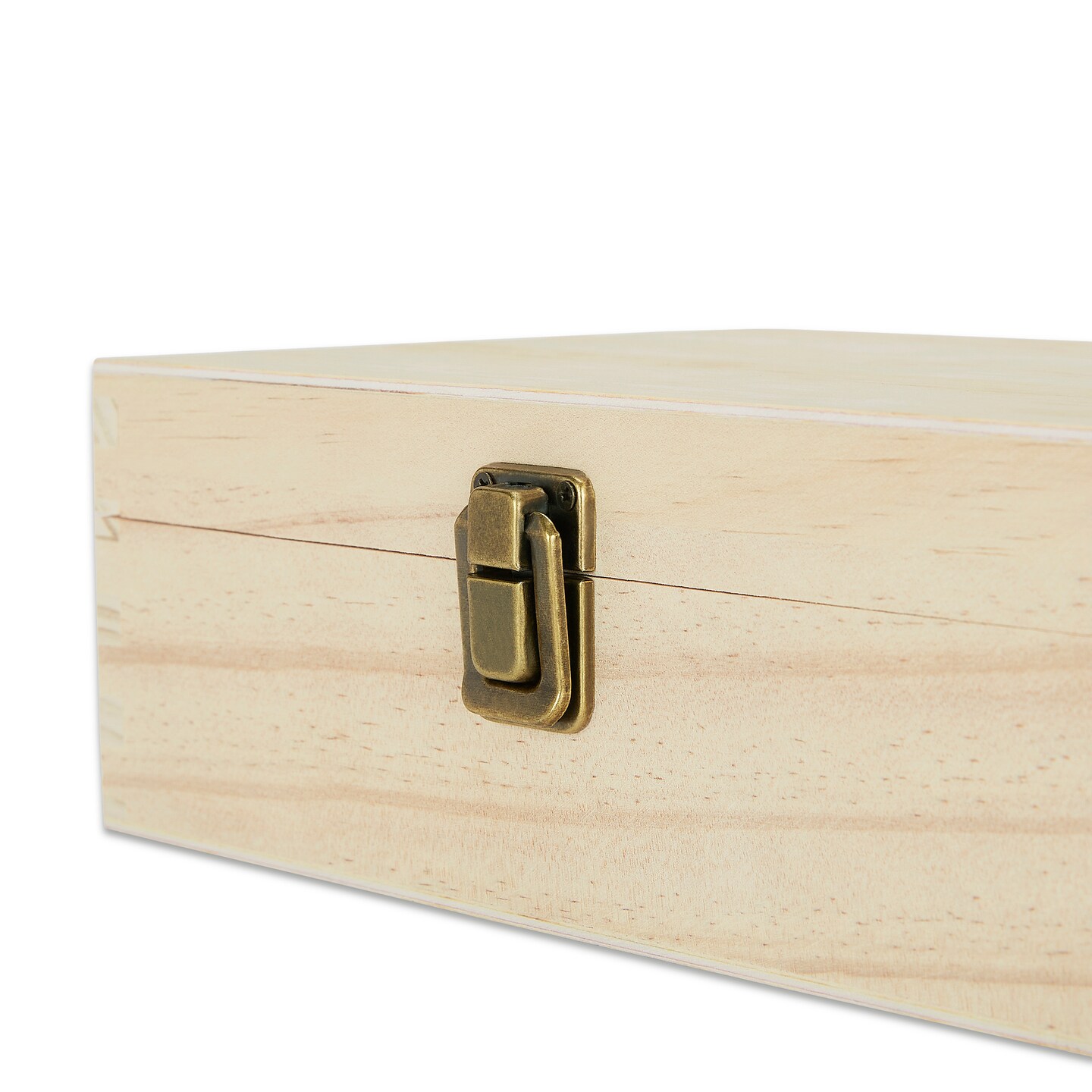 Makerflo Medium Pine Wood Memory Box with Black Felt Inside and Hinged with Clasp of Front, Keepsake Wooden Box Ideal for Craft and Personalization (Laser Engraving, Epoxy, UV DTF, and Vinyl)