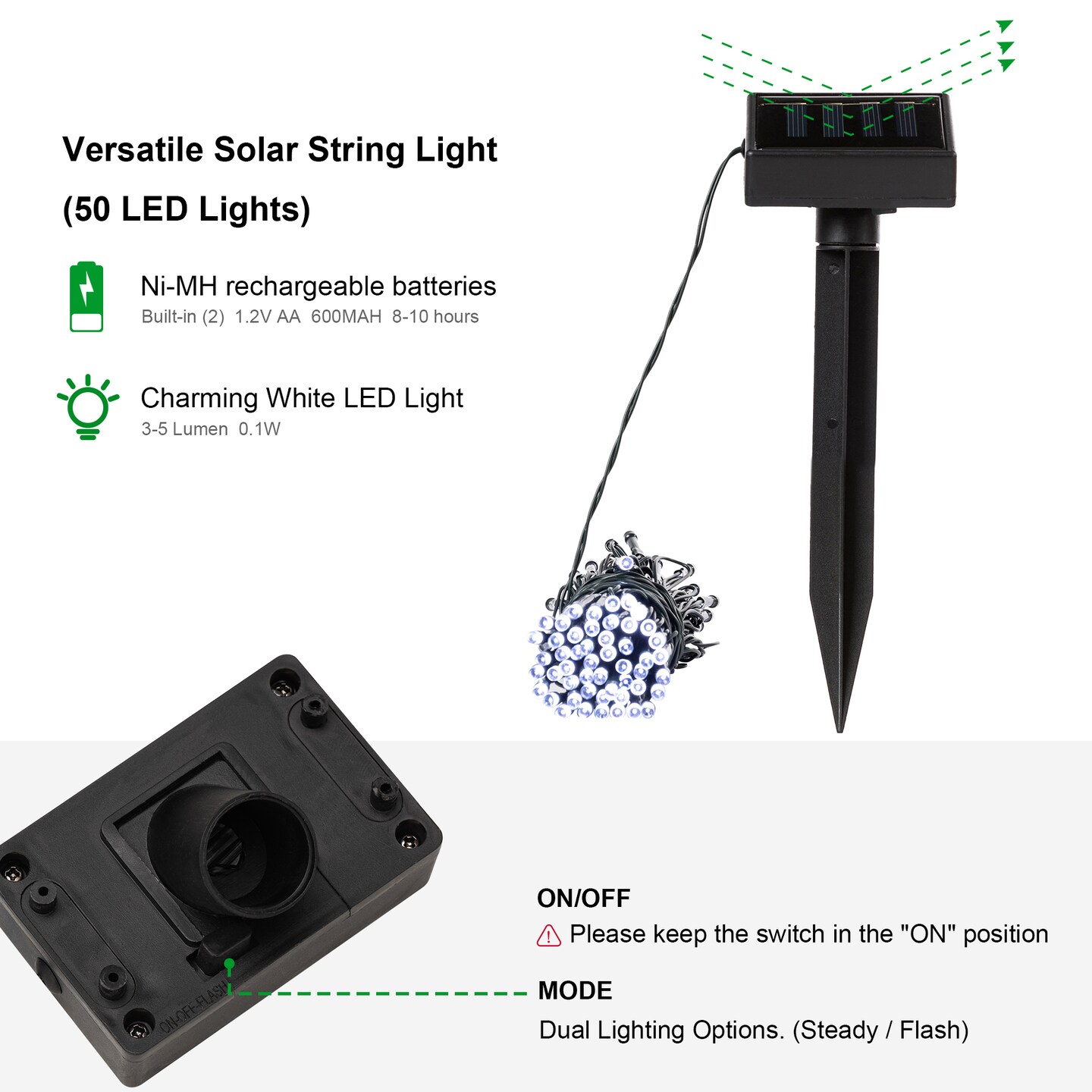 Set of 2 22 ft. Solar String Light with 50 LED Lights