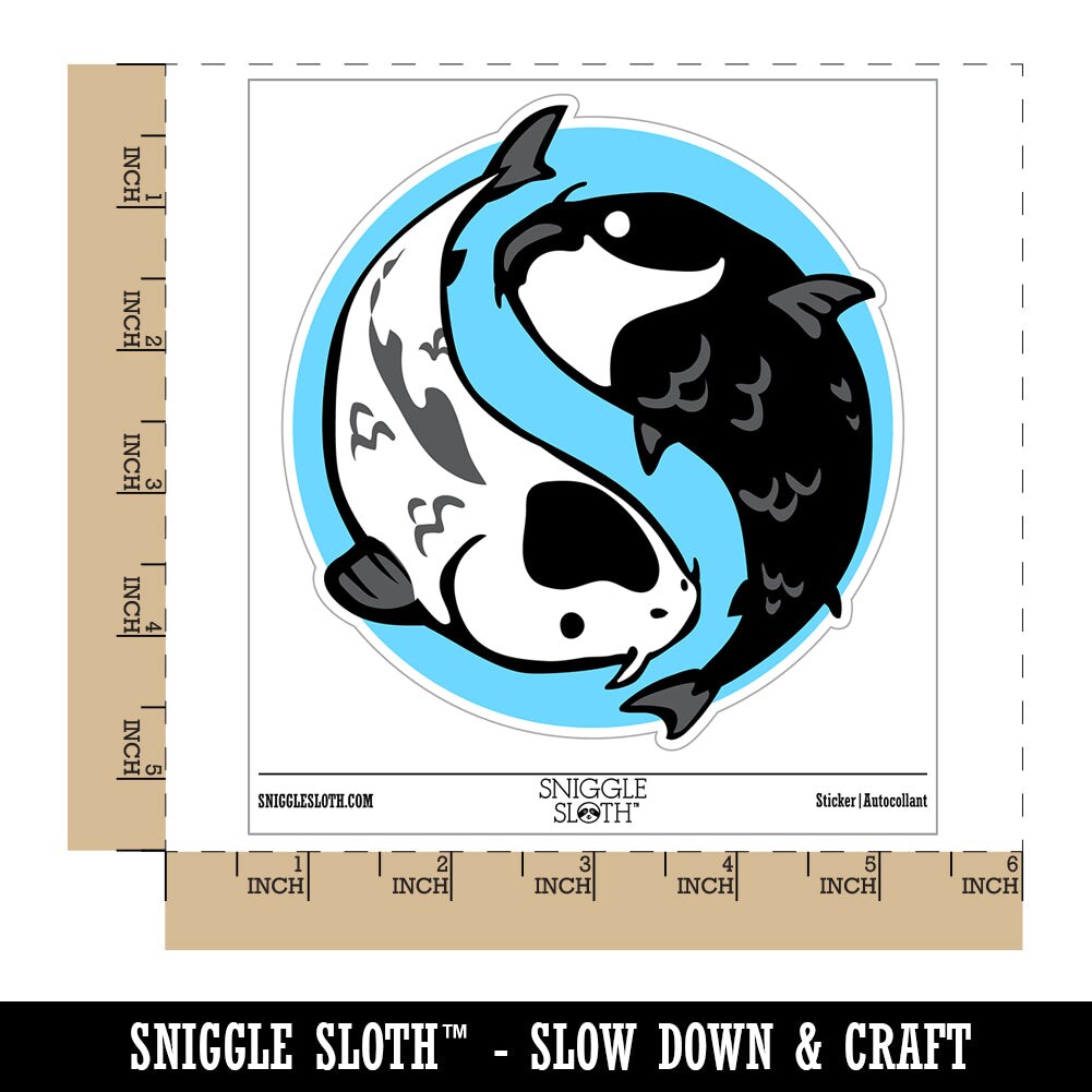 Yin and Yang Koi Fish Waterproof Vinyl Phone Tablet Laptop Water Bottle Sticker Set - 5 Pack