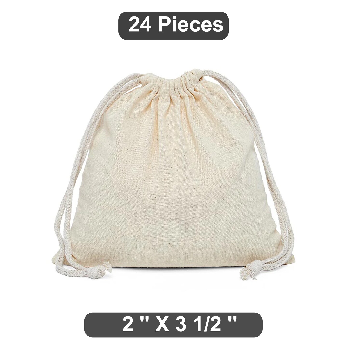 Compact 2&#x22; x 3.5&#x22; Plain Cotton Muslin Pouch