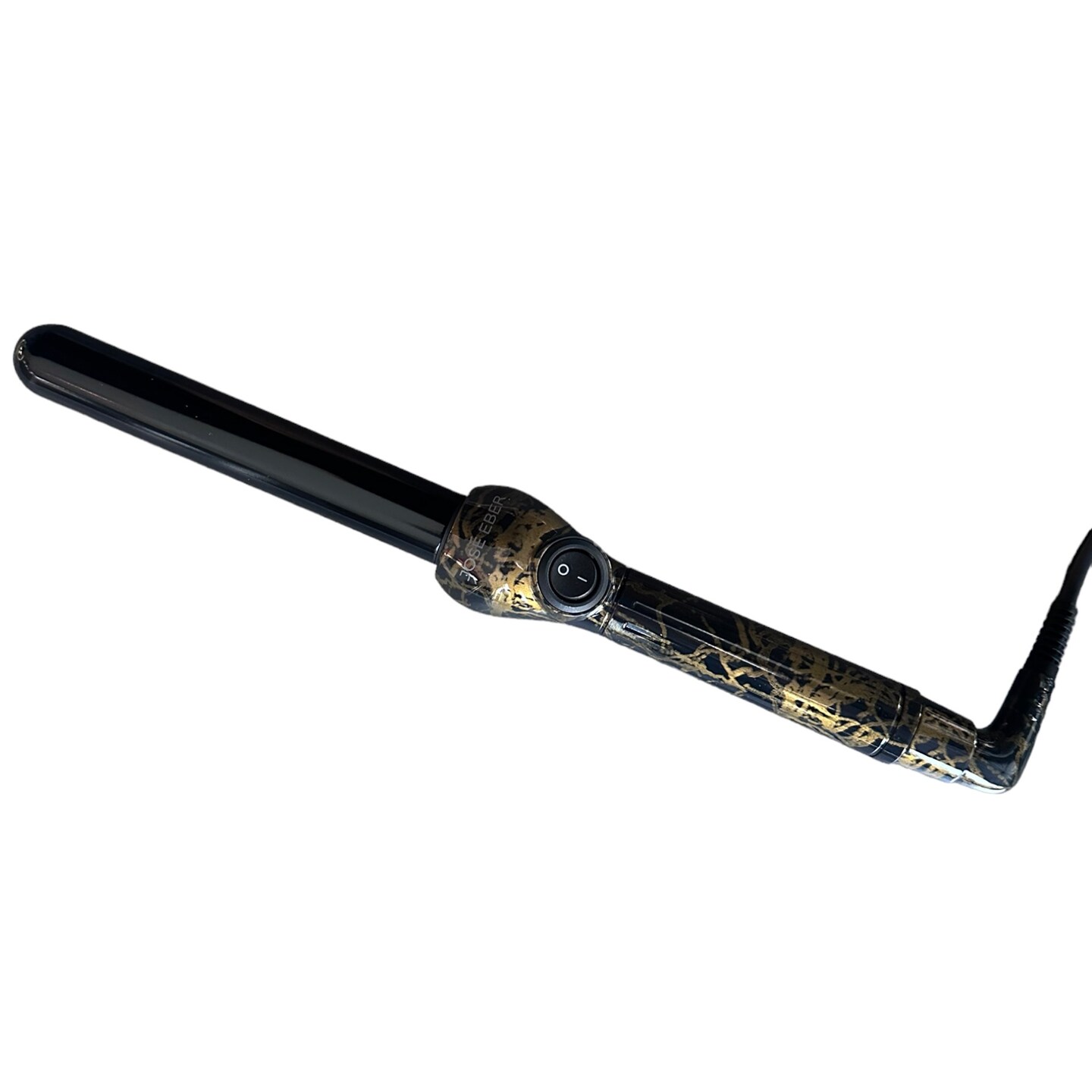 Jose Eber: Clipless Curling Iron 1&#x22; (25mm) - Black Marble - Professional Tourmaline Ceramic Barrel, Wand Styling Tool, Ion Technology, Heat Glove