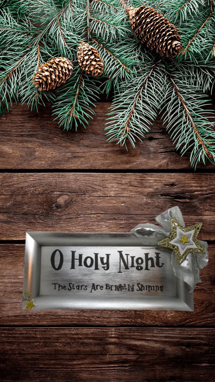 Dollar Tree Plastic SILVER TRAY Christmas Holiday Wall Art OH HOLY NIGHT Handmade Gift Idea product 4