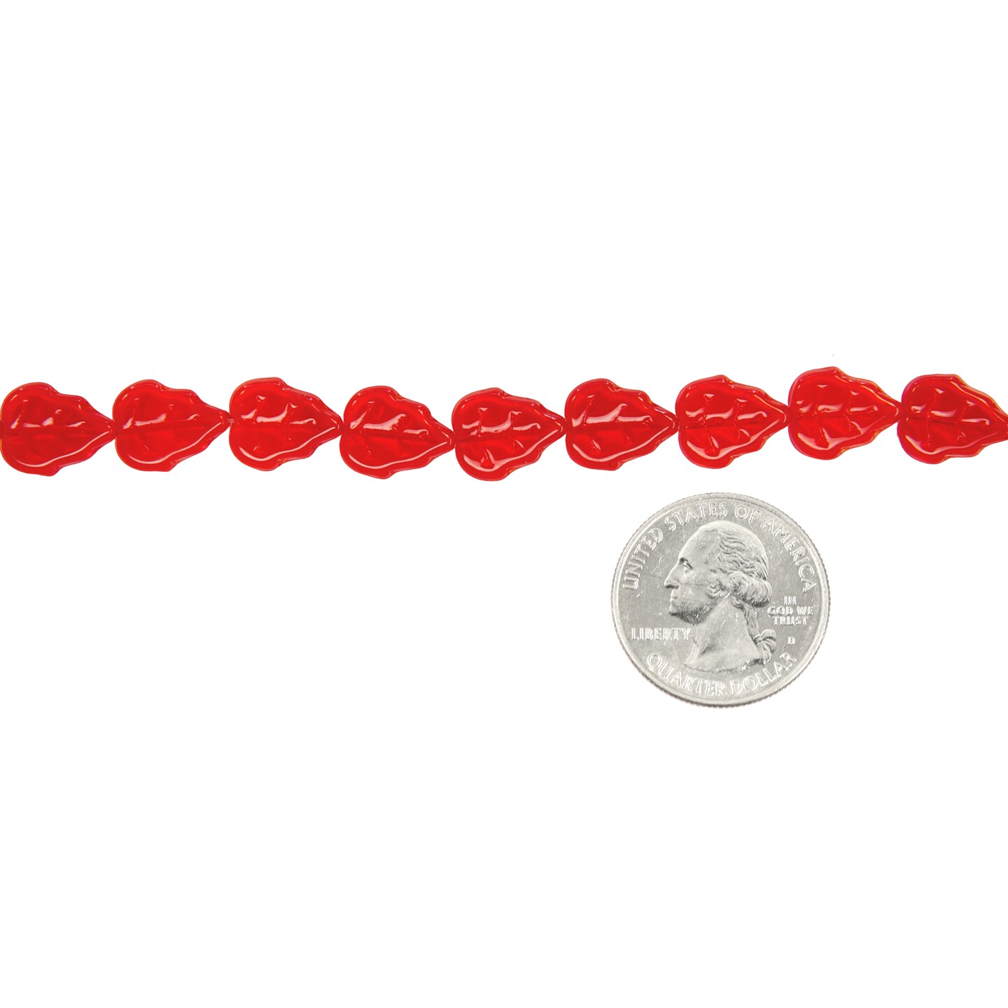 12x10mm Siam Red Leaf Beads, 23-25 beads GB-LB12