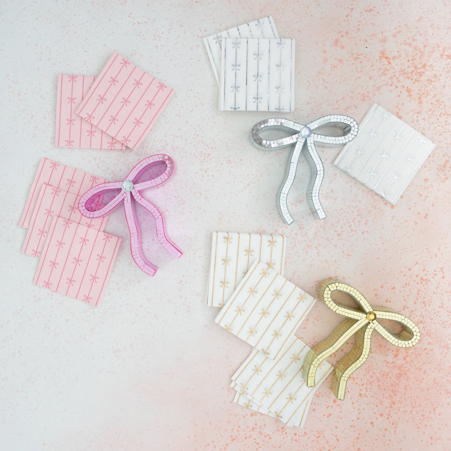 PETAL PINK SIGNATURE BOW SMALL NAPKINS