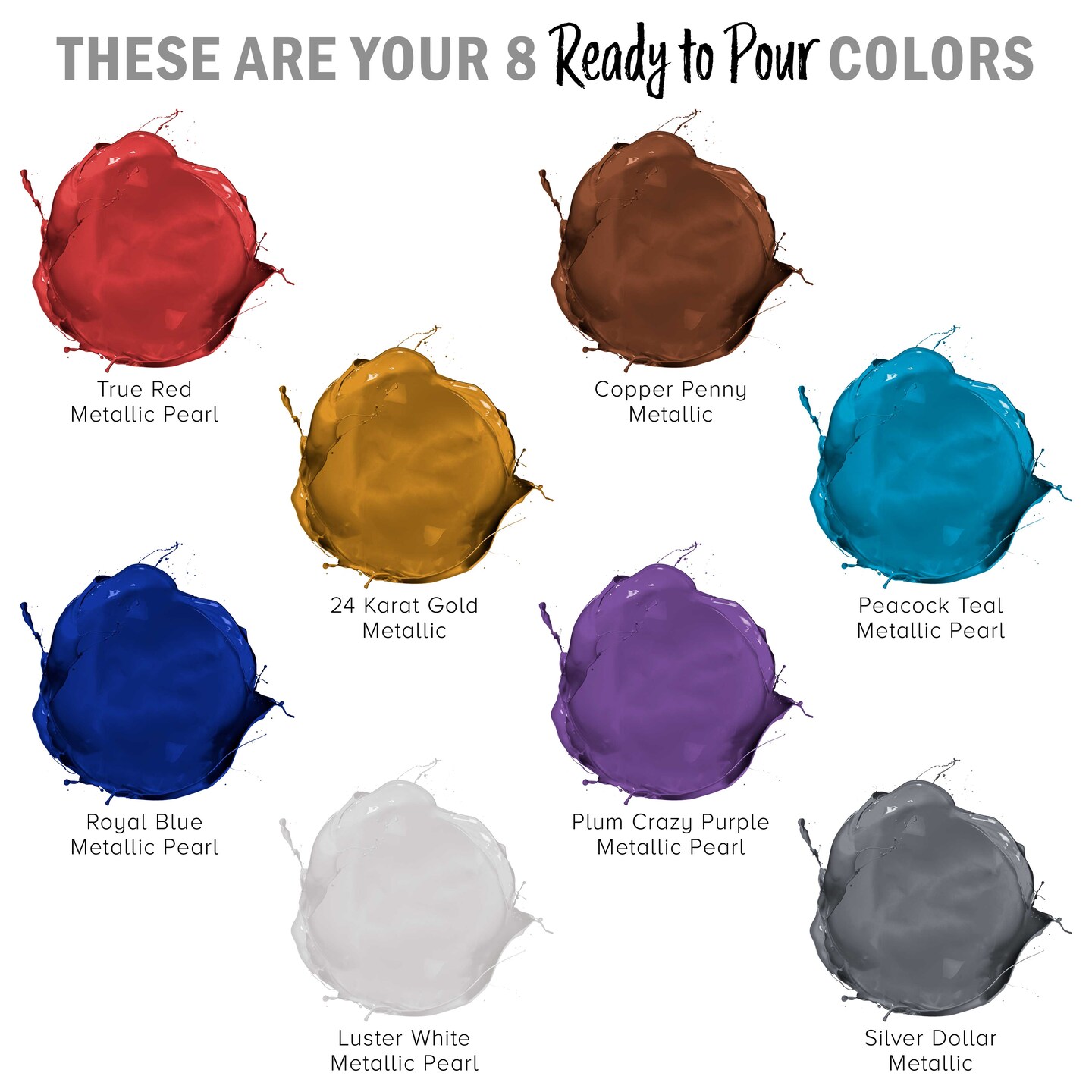 8-Color Ready-to-Pour Acrylic Pouring Paint Set, with Silicone Oil & Gloss Medium, 8oz Bottles, Pour Paint Supplies for Canvas & Crafts