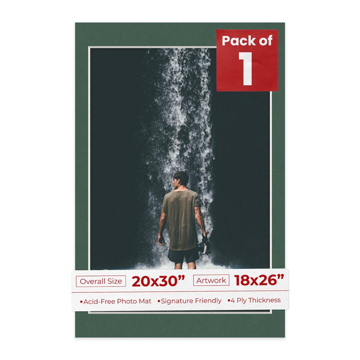 Hunter Green Mat Board for 20x30 Frames - Fits 18x26 Photos, Color ...