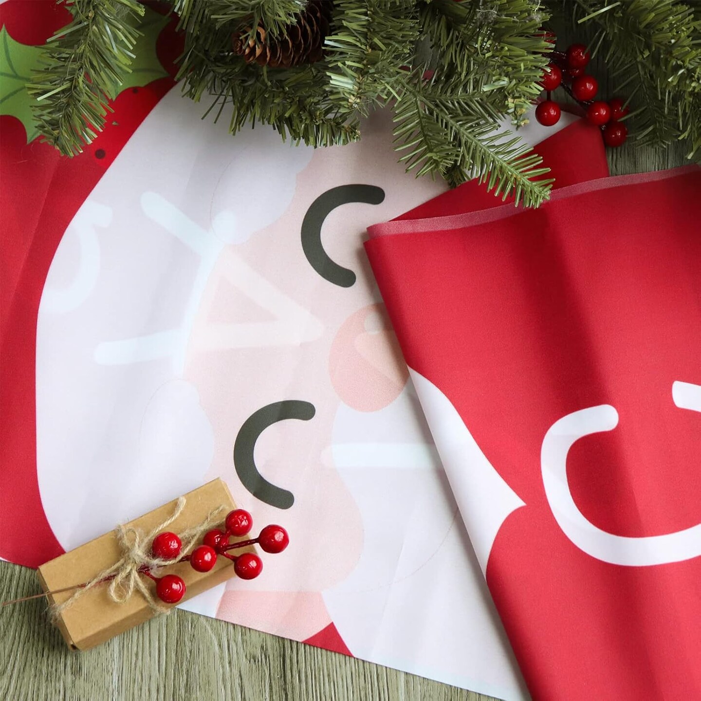 Christmas 2pc Outdoor Yard Banner, Red White Santa Snowman,71x13 inches(Red White)