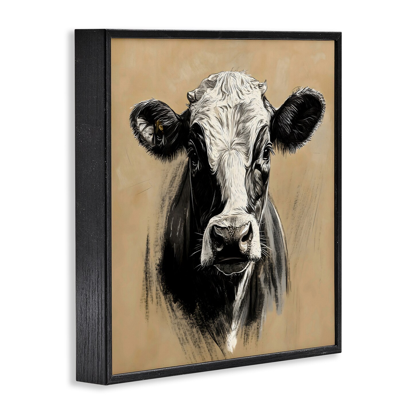 Stupell Industries Dairy Cow Brushed Portrait Black Framed Giclee Art, design by Creative Studio