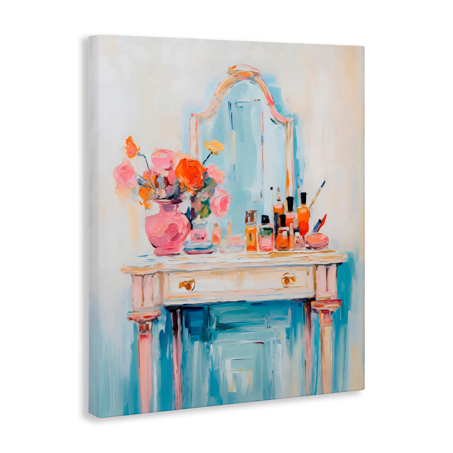 Stupell Industries Vanity with Cosmetic Bottles Canvas Wall Art, design by Creative Studio