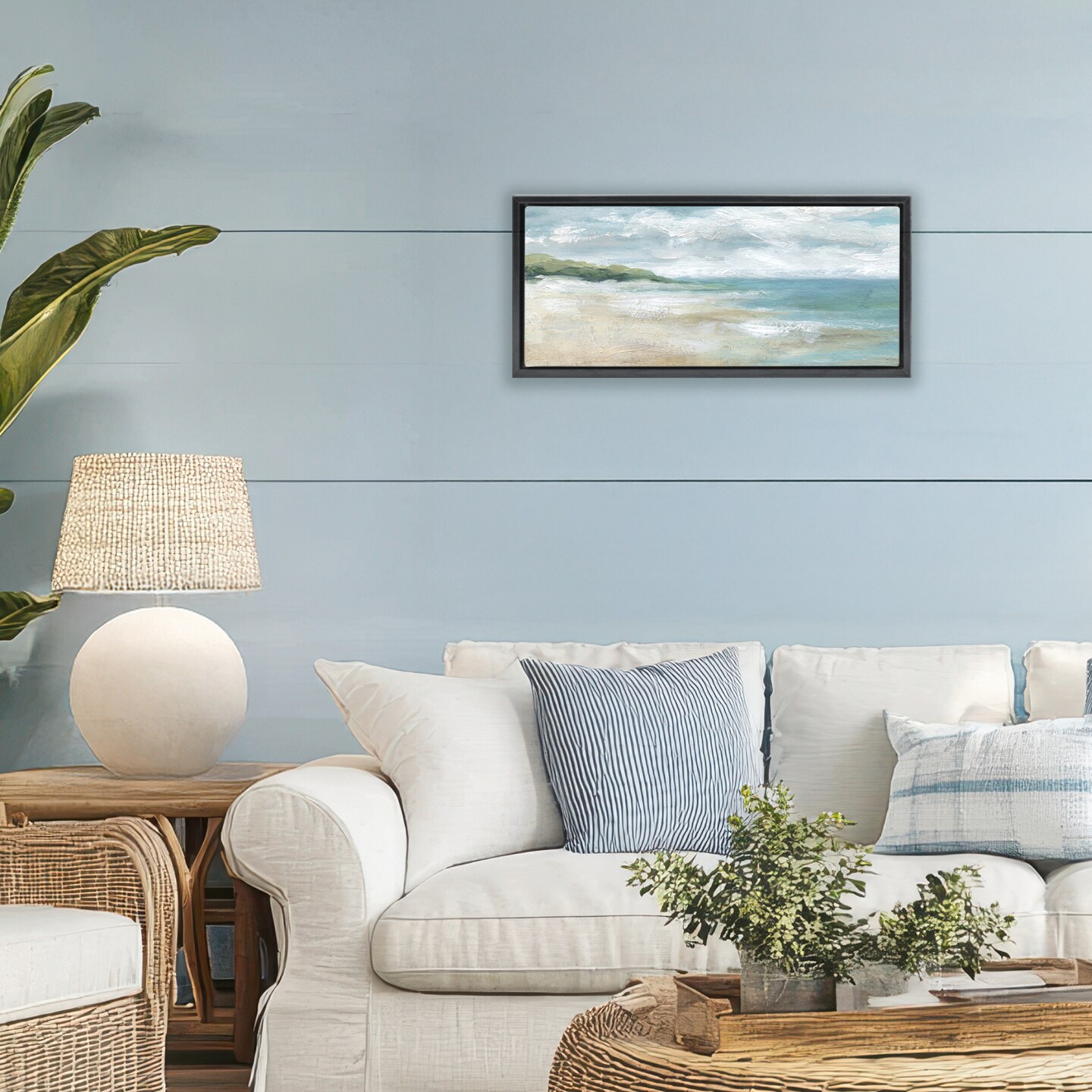 Stupell Industries Sweeping Coastal Expanse Black Framed Floater Canvas Wall Art, design by Carol Robinson