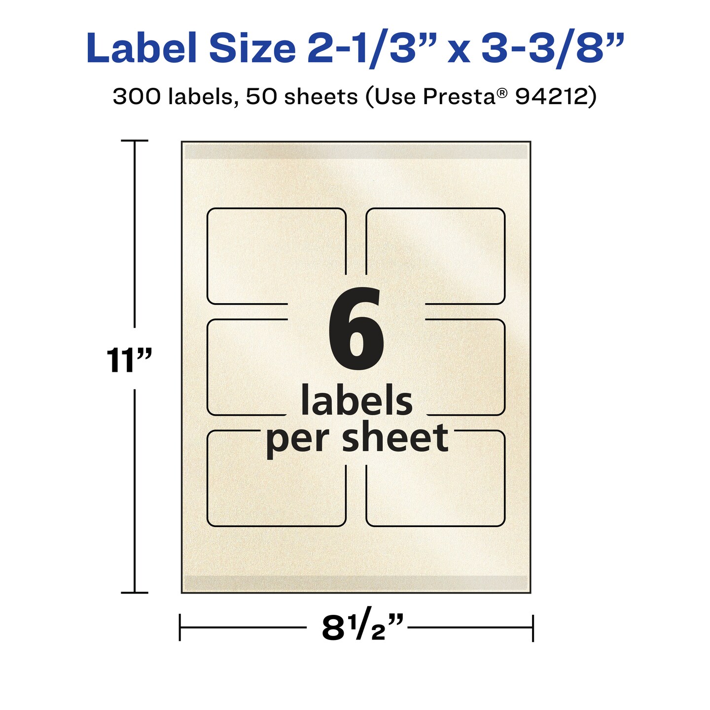 Avery Pearlized Ivory Rectangle Labels with Sure Feed Technology, Print-to-the-Edge, 2-1/3" x 3-3/8"