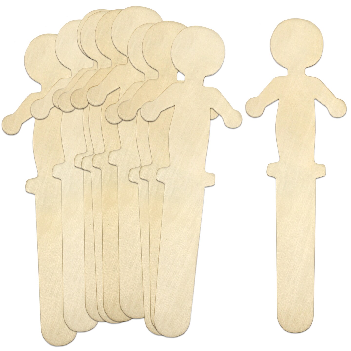 CraftySticks People Shaped Wooden Craft Sticks, 5.25" Person Shape Wood Popsicle Sticks