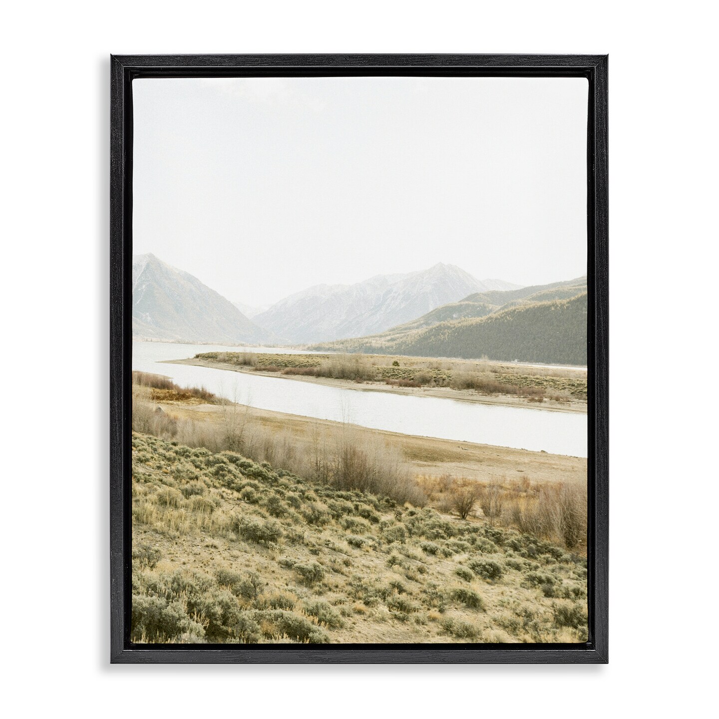 Stupell Industries River Mountains Peace Black Framed Floater Canvas Wall Art, design by Leah Straatsma