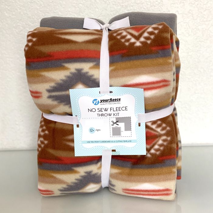 Desert Trailhead Tan Anti-Pill No Sew Throw Fleece Fabric Kit